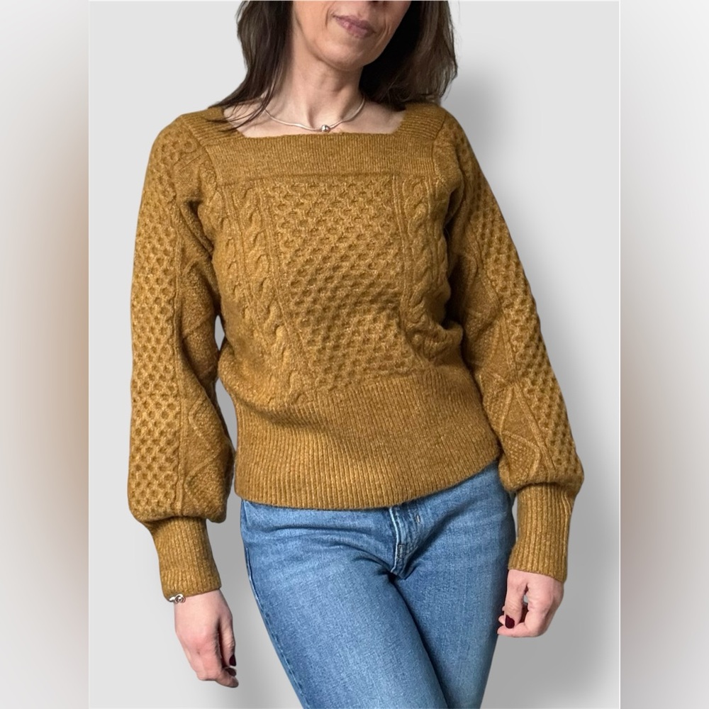 Frnch Paris Mustard Bubble Sleeve Sweater